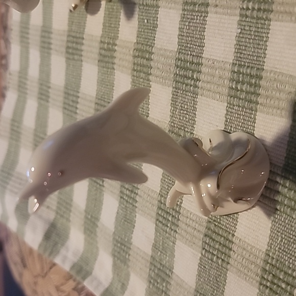 LENOX ivory fine China animal figures trimmed in gold dolphin and elephant left - Picture 8 of 16